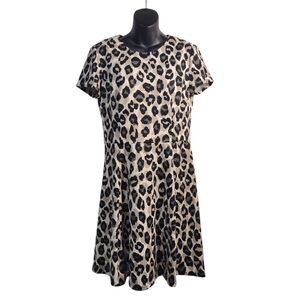 Jessica Howard Leopard Print Fit & Flare Shortsleeve Multi Color Dress Size 8